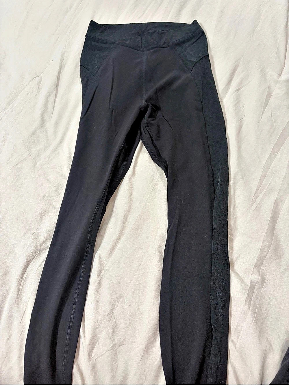 lululemon Black Paisley Lace Overlay Tight 6